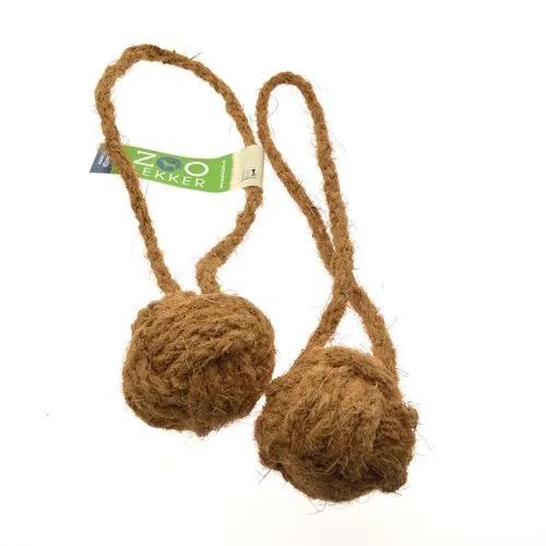 Zoolekker Cocos bal met touw M - hondenspeelgoed
