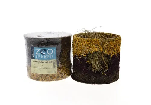 Zoolekker Knabbelhuisje met hooi – 13 x 15 cm