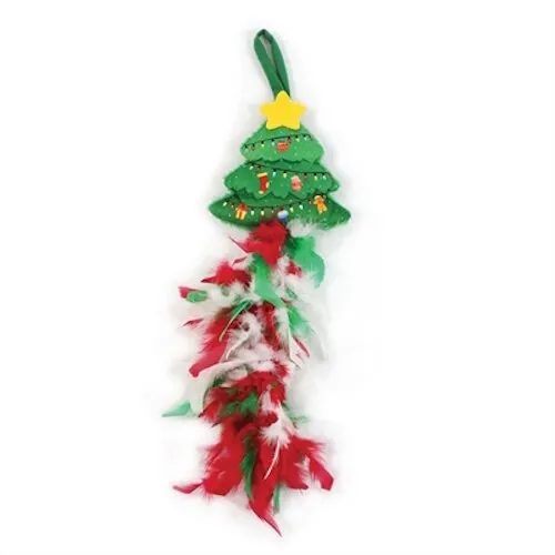 Happy Pet Kerst deurhanger katten speeltje kerstboom met veren