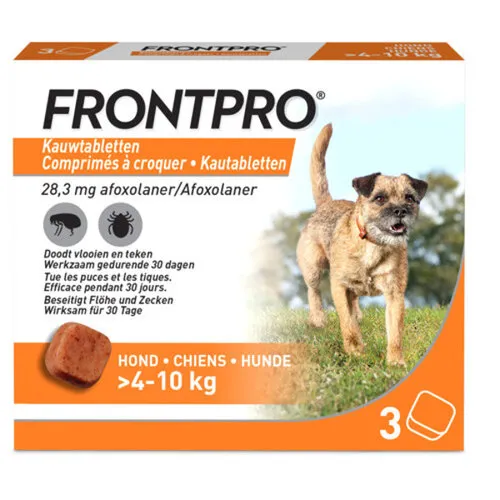 Frontpro Kauwtabletten tegen Vlooien en Teken Hond boven 4 tot 10 kg