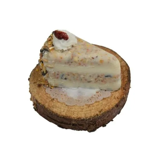 Tweetfeed Vogeltaartpunt op hout – 10 × 5 × 5 cm