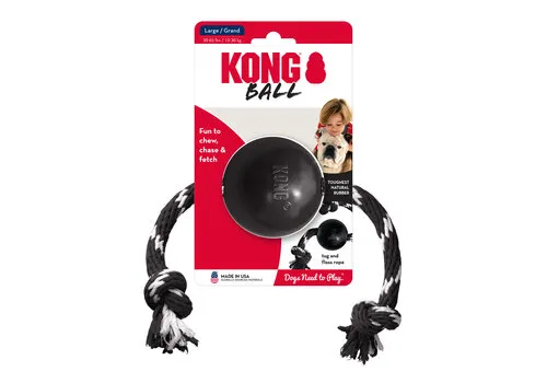 KONG Extreme bal met touw zwart