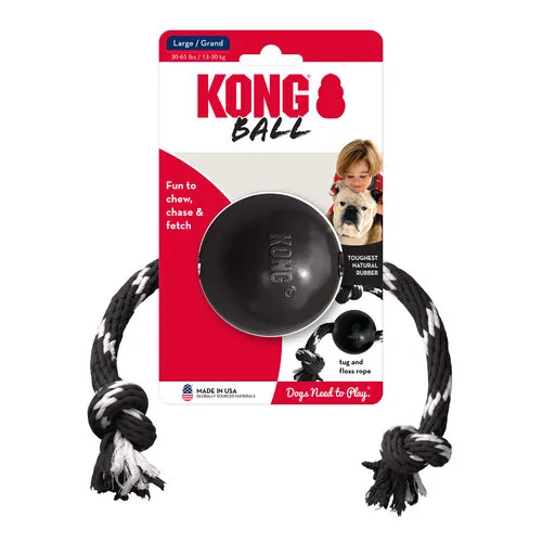 KONG Extreme bal met touw zwart