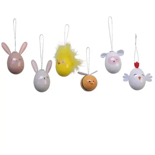 Decoris Paasei dieren 6 cm assorti