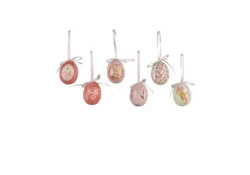 Decoris Hangdecoratie ei foam roze Ø4xH6cm