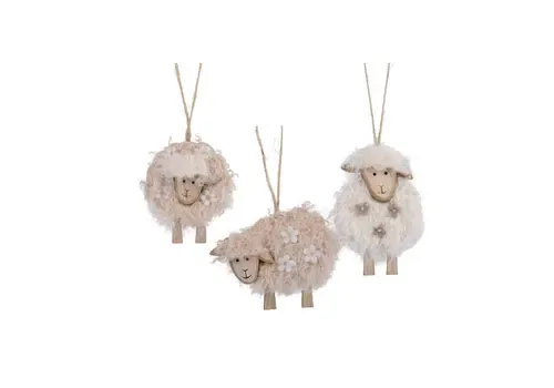 Decoris Hangdecoratie schaap polyester 0,9x10x8,5cm