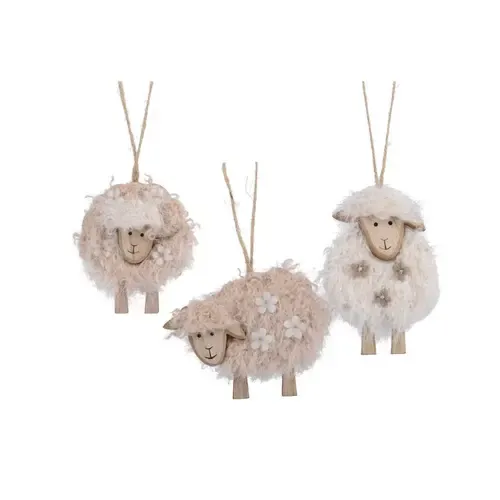 Decoris Hangdecoratie schaap polyester 0,9x10x8,5cm