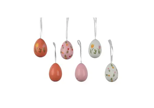 Decoris Hangdecoratie paasei polystyreen roze Ø4-H6cm