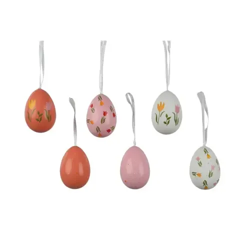 Decoris Hangdecoratie paasei polystyreen roze Ø4-H6cm