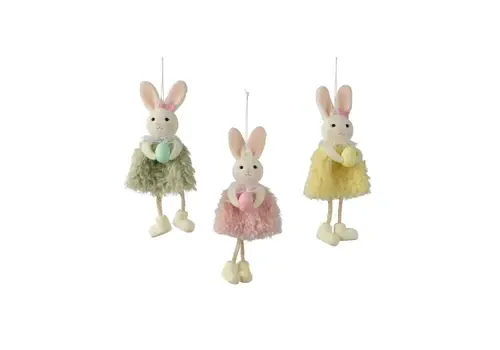 Decoris Hangdecoratie konijn polyester 9x3x19cm