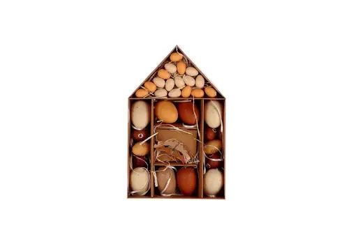 HBX Natural Living Paasei bruin in kartonnen huisje