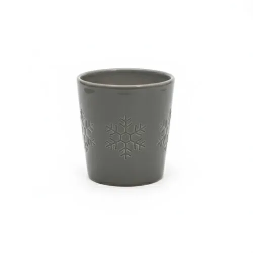 Junai.nl Bloempot sneeuwvlok grijs 13 cm
