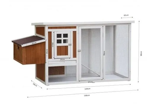 2ekans Junai.nl Kippenhok Mansion Wit/Bruin | 168x65x88cm