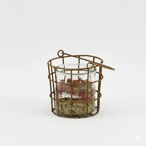 Moerings Mix Vaasje Met Drijfplant In Roest Mandje