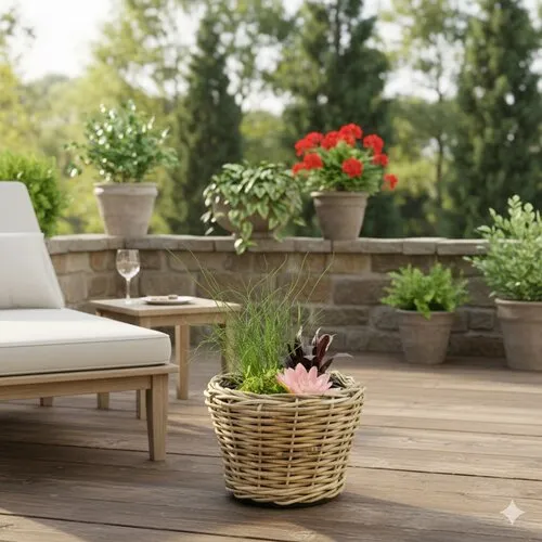 Moerings Terrasvijver Rotan Potmand