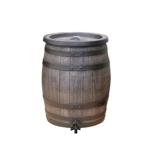 ROTO Regenton houtlook bruin met kraan 50 liter