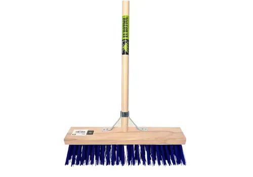 MM Eurotool Stalbezem PVC blauw 45 cm met steel en stokhouder