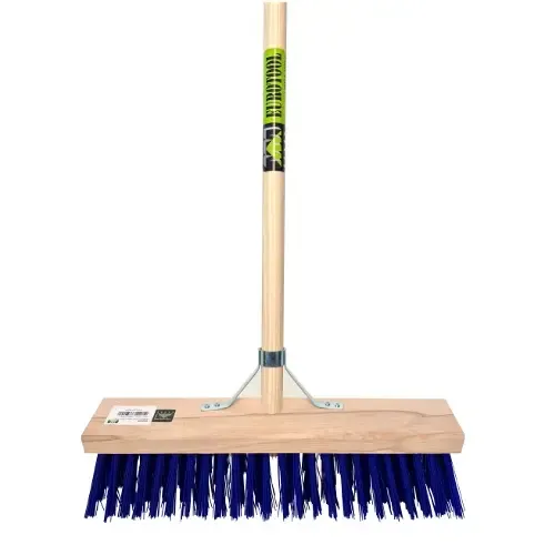 MM Eurotool Stalbezem PVC blauw 45 cm met steel en stokhouder