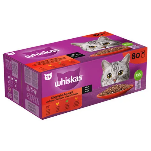 Whiskas Classic selectie in saus maaltijdzakjes 80 x 85 g