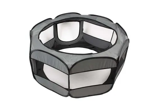 Duvo+ Opvouwbare speelren voor konijnen en knaagdieren lichtgrijs | 75x35x40 cm | pop-up | met topnet en draagzak