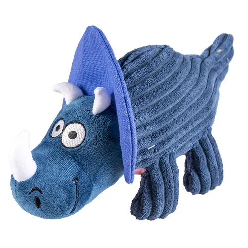 Duvo+ Pluche dino triceratops corduroy blauw