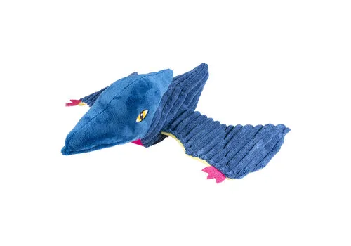 Duvo+ Pluche dino Pteranodon corduroy blauw