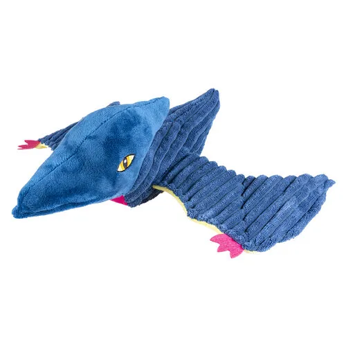 Duvo+ Pluche dino Pteranodon corduroy blauw