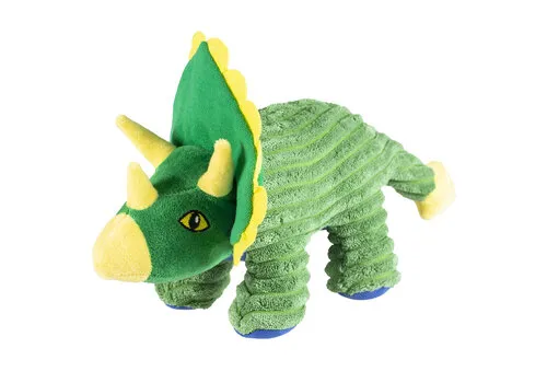 Duvo+ Pluche dino triceratops corduroy groen