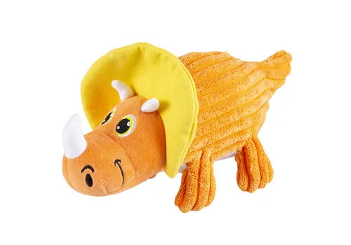 Duvo+ Pluche dino triceratops | corduroy | oranje