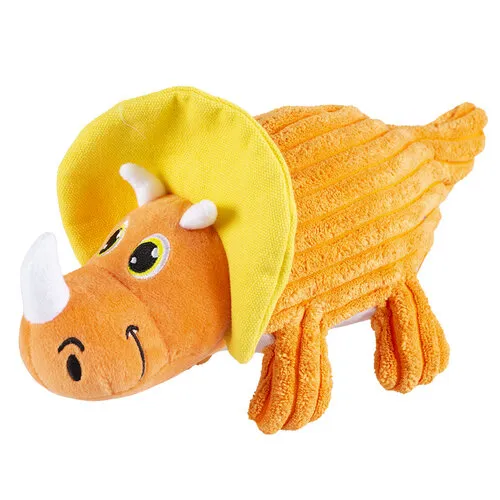 Duvo+ Pluche dino triceratops | corduroy | oranje