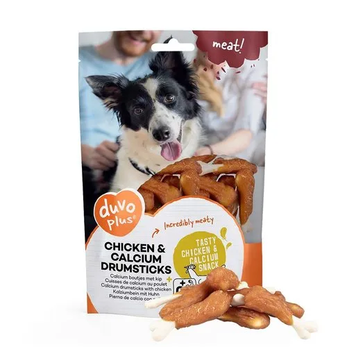 Duvo+ Kip & calcium drumsticks hondensnack