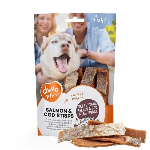 Duvo+ Zalm | kabeljauw strips hondensnack