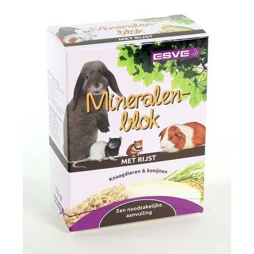 ESVE Mineralenblok met rijstsmaak voor konijnen en knaagdieren