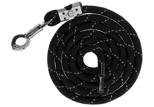Covalliero Halstertouw Reflective black silver met paniekhaak