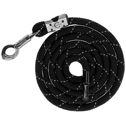 Covalliero Halstertouw Reflective black silver met paniekhaak