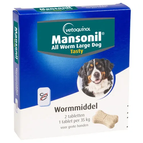 Mansonil All Worm Large Dog Tasty Bone 2 tabletten