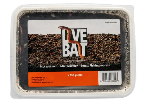 Live Bait Mixwormen / Mestpiertjes ca. 350 stuks
