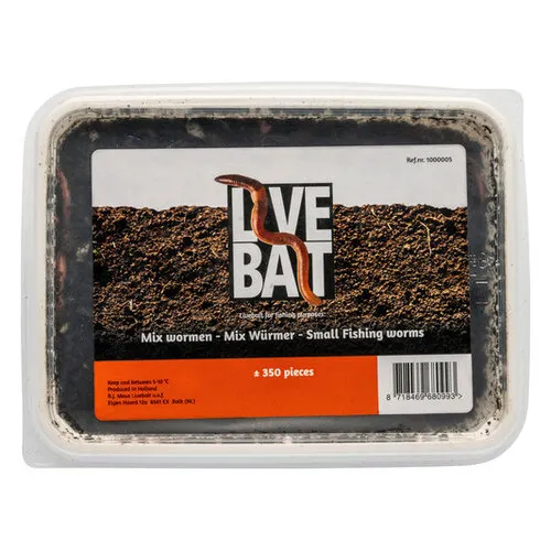 Live Bait Mixwormen / Mestpiertjes ca. 350 stuks