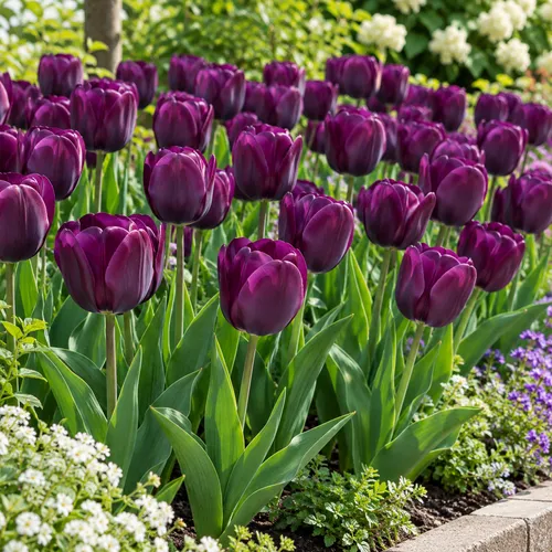 JUNAVERA Tulipa Triumph donker paarse tulp bloembollen | 7 stuks | 45 cm hoog