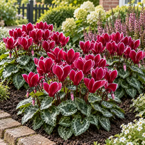 JUNAVERA Cyclamen kleinbloemig Carino Wine Red met witte rand | 10 cm pot | 25 cm hoog