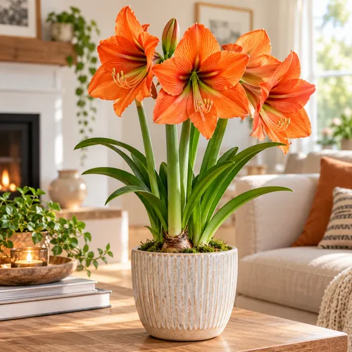 JUNAVERA Hippeastrum oranje | Amaryllis bloembol | grote oranje bloemen | voor binnen en buiten | per stuk