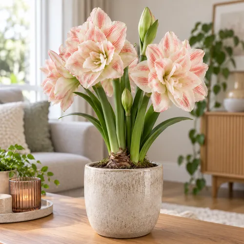 JUNAVERA Hippeastrum Amaryllis Bloembol  lichtroze dubbelbloemig | geleverd als bol
