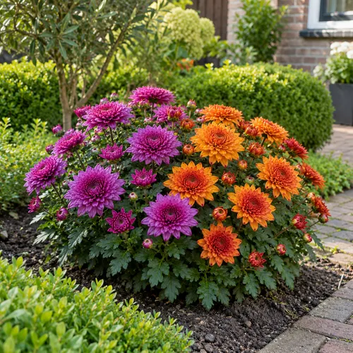 JUNAVERA Chrysanthemum Garden Mums paars en oranje | 25 cm hoog | 15 cm pot