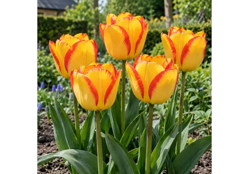 JUNAVERA Tulipa Darwin Hybrid | Gele tulp met rode randen | 7 bloembollen | 50 cm hoog