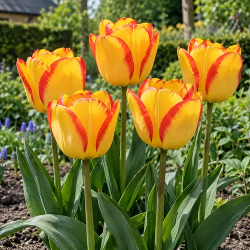 JUNAVERA Tulipa Darwin Hybrid | Gele tulp met rode randen | 7 bloembollen | 50 cm hoog