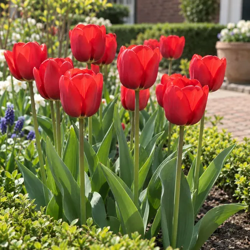 JUNAVERA Tulipa Triumph rode tulp | 8 bloembollen | 50 cm hoog