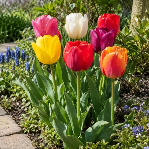 JUNAVERA Tulipa Triumph gemengde kleuren | 7 bloembollen | 50 cm hoog