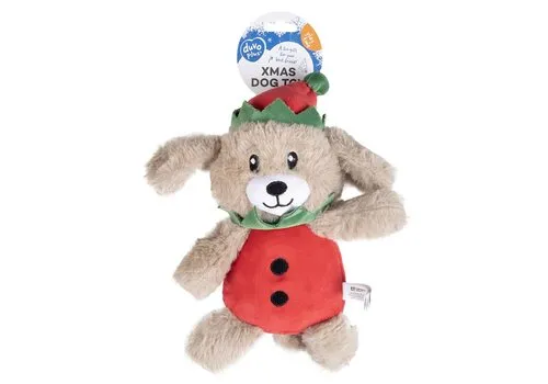 Duvo+ Pluche hondenelf kerstknuffel | 30 x 25 x 7,5 cm