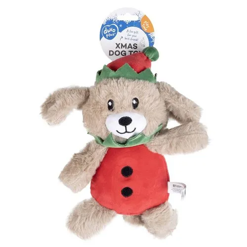 Duvo+ Pluche hondenelf kerstknuffel | 30 x 25 x 7,5 cm