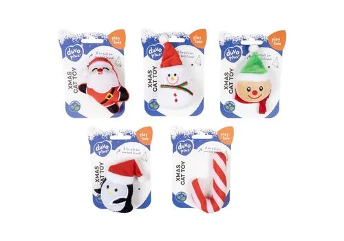 Duvo+ Kerst kattenspeeltjes Winter Wonder Mix | 5 stuks pluche | 11 x 5 x 1 cm